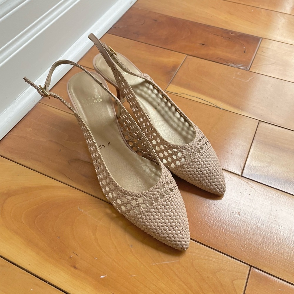 STUART WEITZMAN slingback kitten heels.